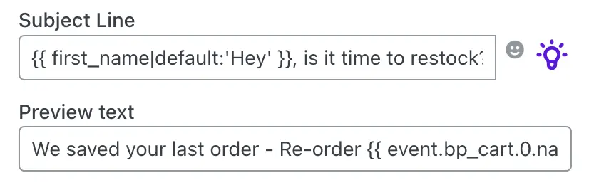 Email-content-email-recipients-call-to-action Image shows a subject line and preview text that are both personalized