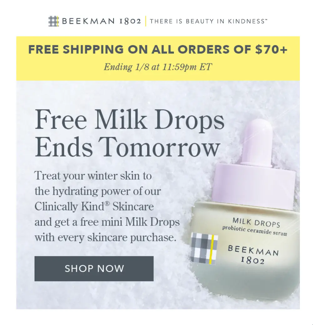 time-sensitive-email-body Image shows a subject line using all caps
