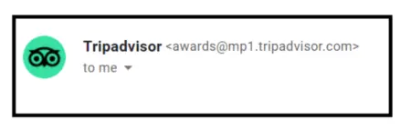 Email-delivery-inbox-placement-internet-service-providers Image shows the “from” address, using Tripadvisor as an example.